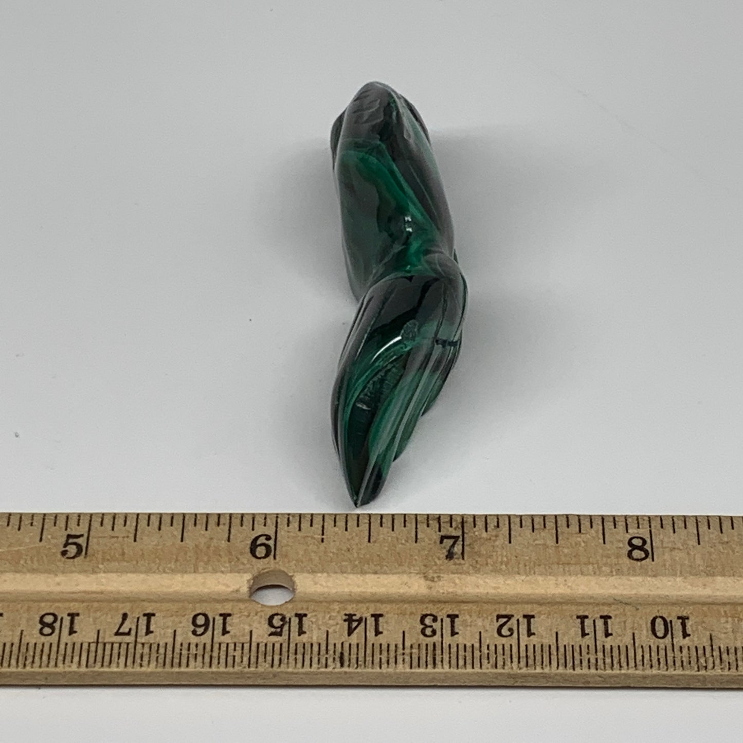 82.5g, 2.9"x1.4"x0.6" Natural Solid Malachite Fish Figurine @Congo, B7219