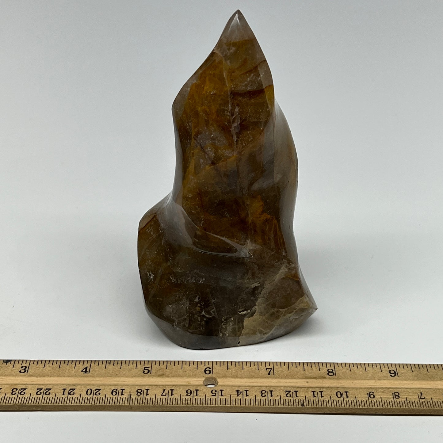 585g,5.7"x3.2"x1.9" Red Hematoid Quartz Flame Crystal @Madagascar, B19552