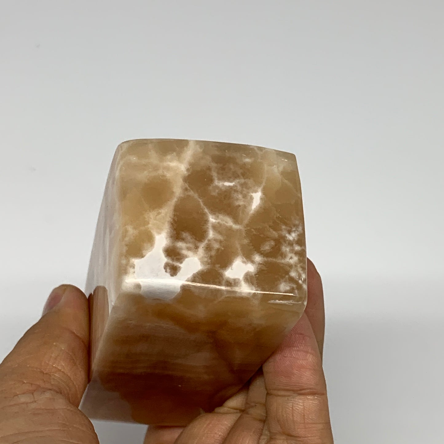 350.2g, 3.9"x1.6"x1.7", Honey Calcite Point Tower Obelisk Crystal @Pakistan, B25