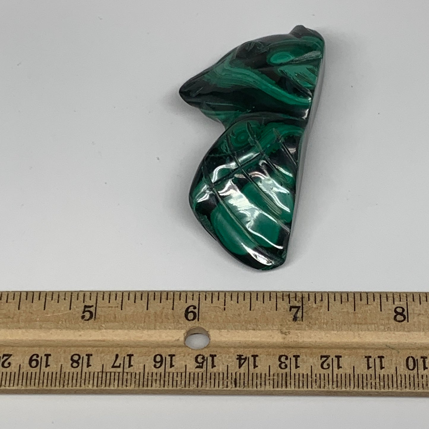 82.5g, 2.9"x1.4"x0.6" Natural Solid Malachite Fish Figurine @Congo, B7219