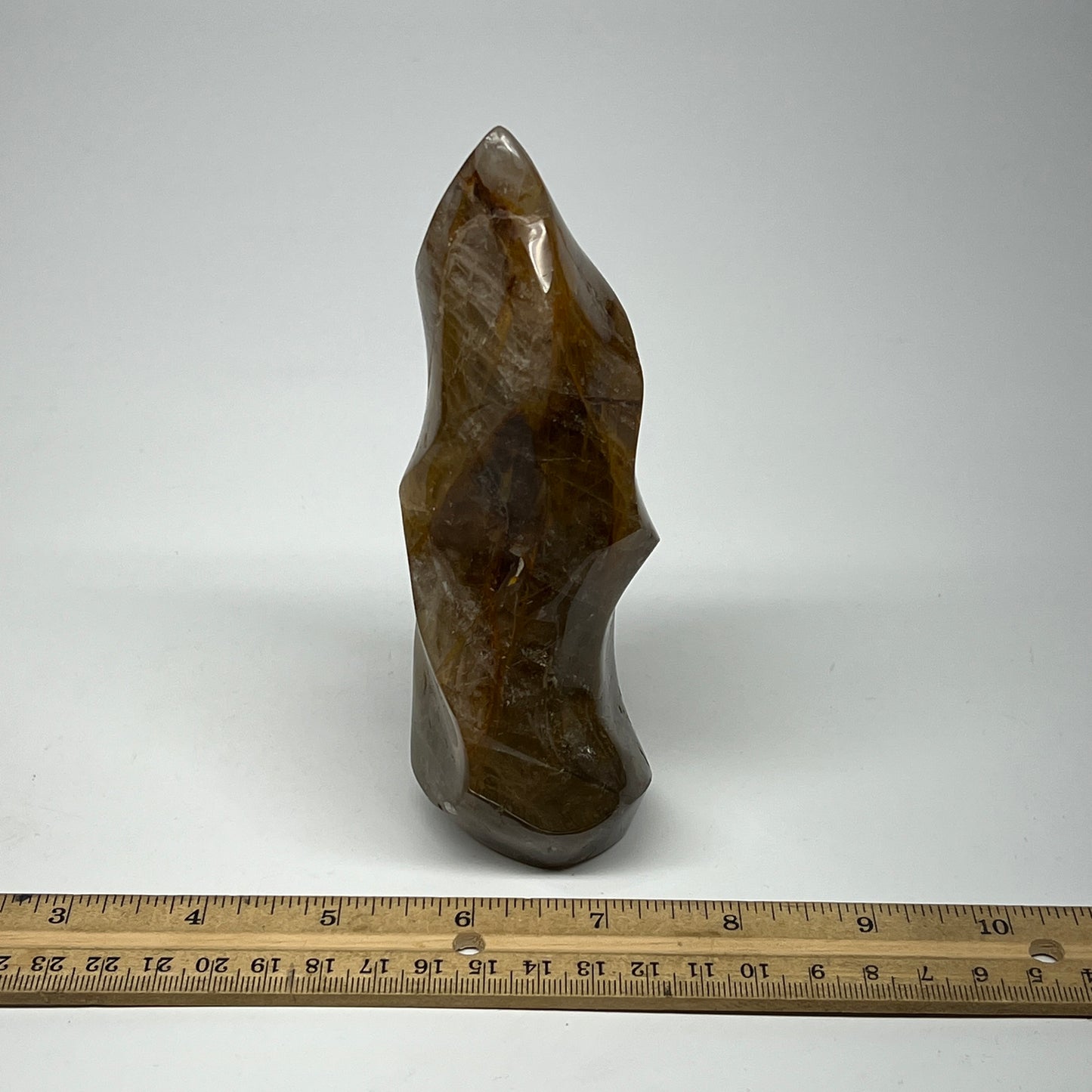 585g,5.7"x3.2"x1.9" Red Hematoid Quartz Flame Crystal @Madagascar, B19552