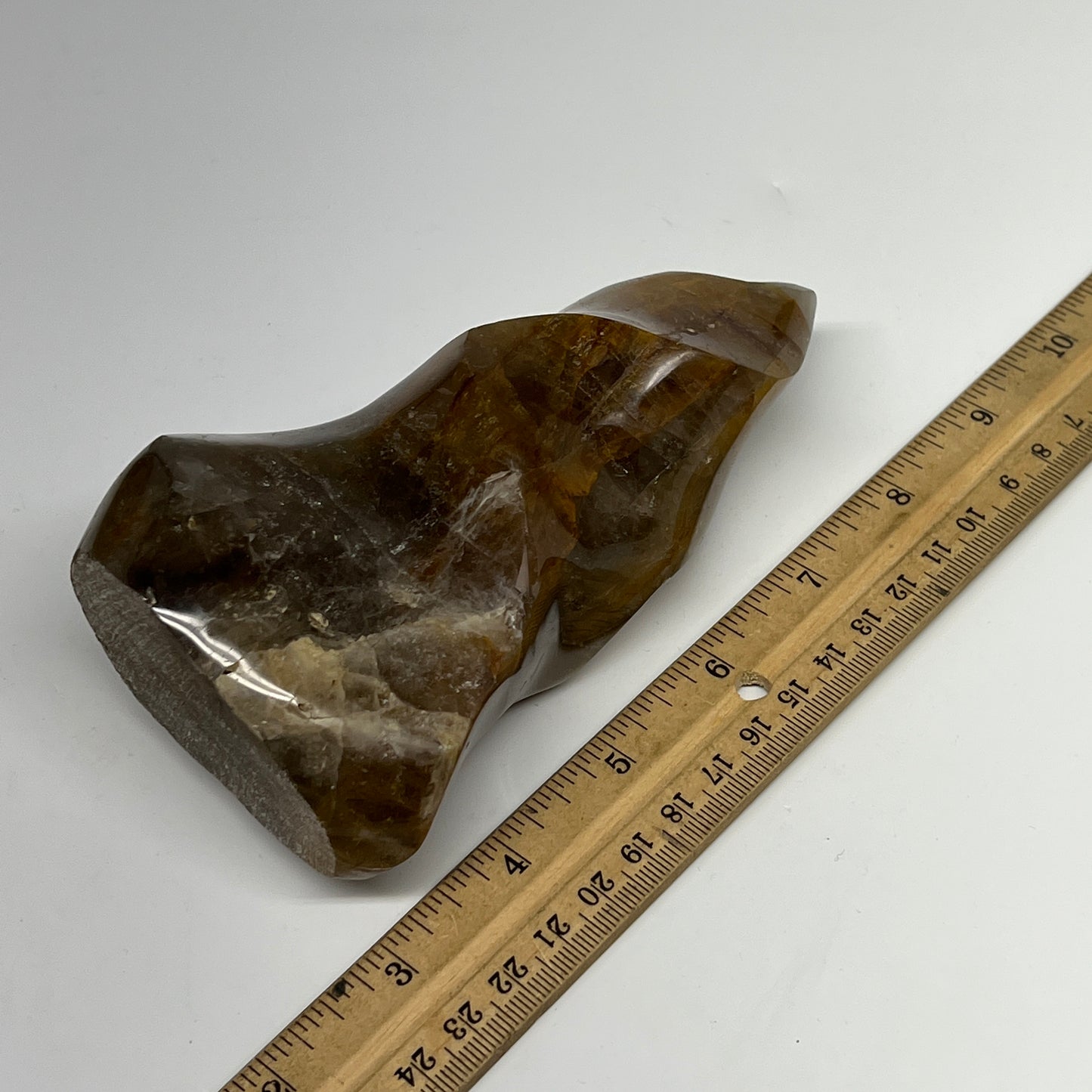 585g,5.7"x3.2"x1.9" Red Hematoid Quartz Flame Crystal @Madagascar, B19552