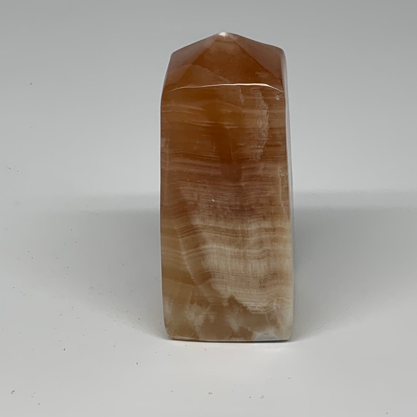 350.2g, 3.9"x1.6"x1.7", Honey Calcite Point Tower Obelisk Crystal @Pakistan, B25