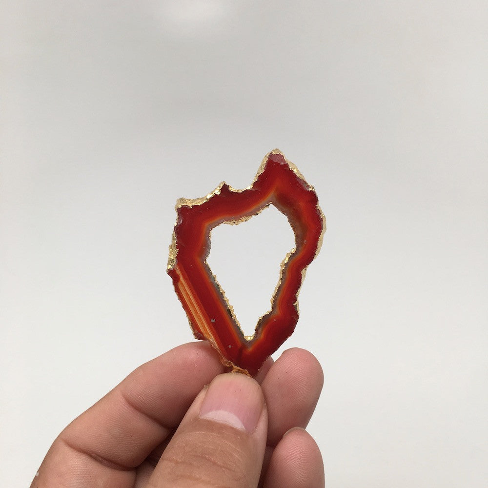 51 cts Agate Druzy Slice Geode Pendant Electroplated Gold Plated @India, D444 - watangem.com