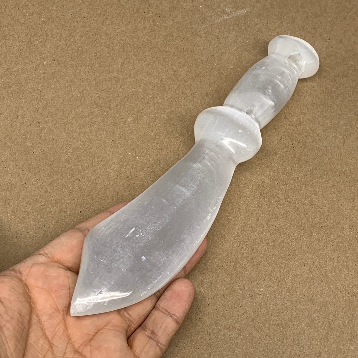 211.3g,8.5"x1.6"x0.8"Natural Selenite Crystal Knife (Satin Spar) @Morocco,B9187
