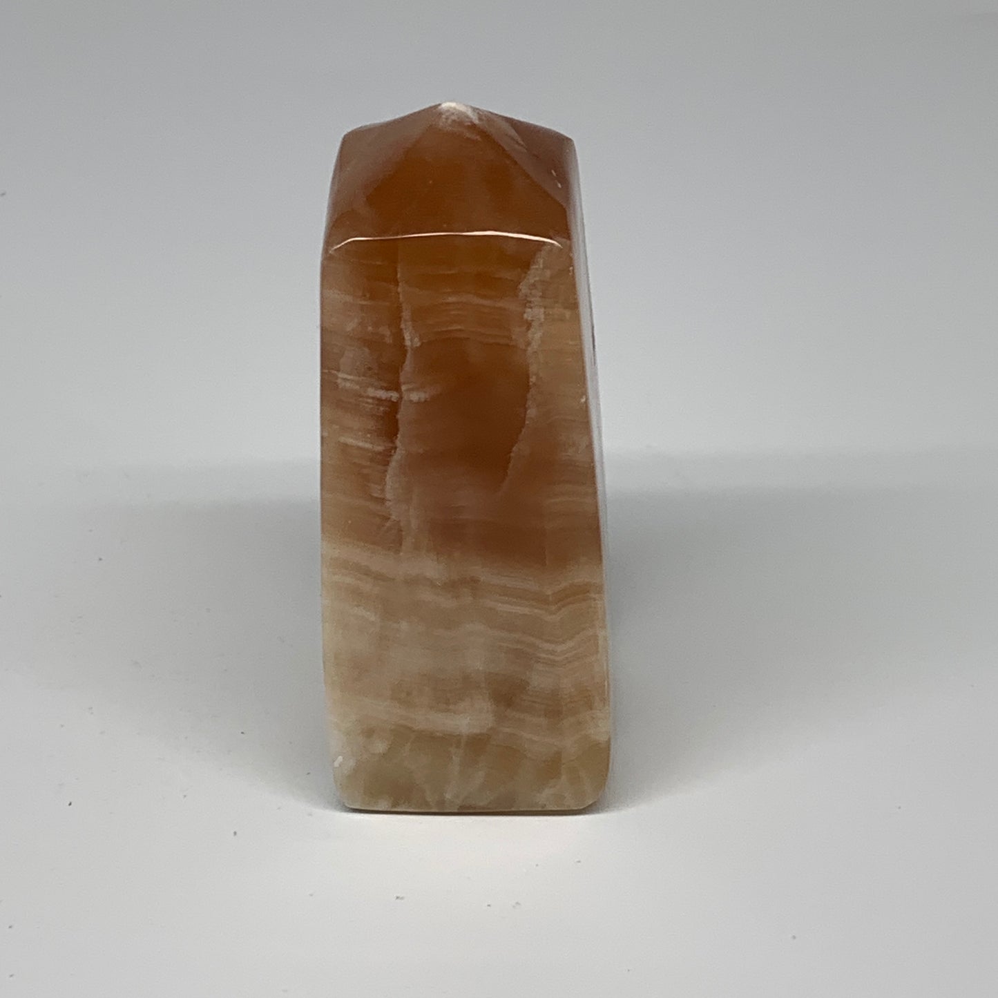 350.2g, 3.9"x1.6"x1.7", Honey Calcite Point Tower Obelisk Crystal @Pakistan, B25