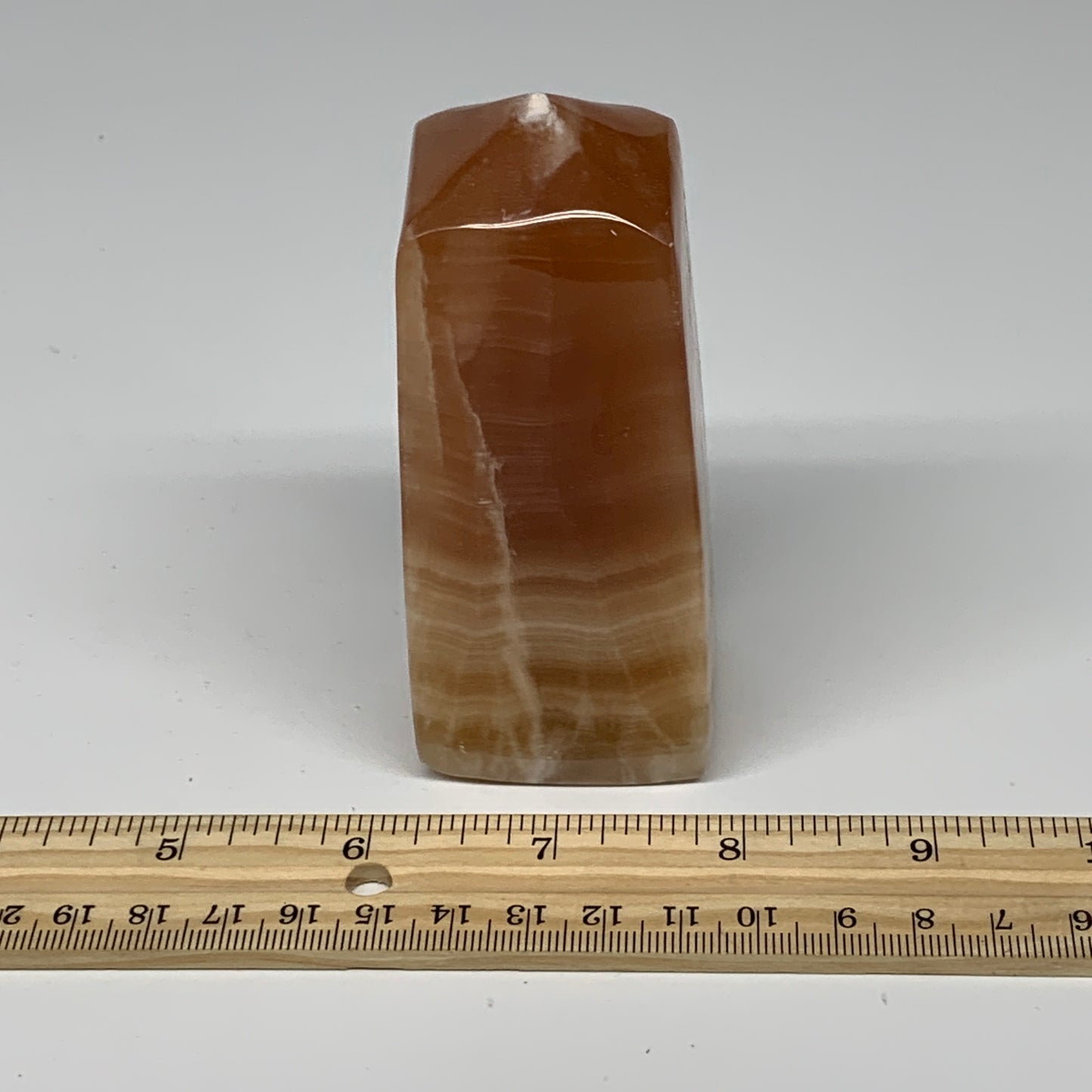 350.2g, 3.9"x1.6"x1.7", Honey Calcite Point Tower Obelisk Crystal @Pakistan, B25