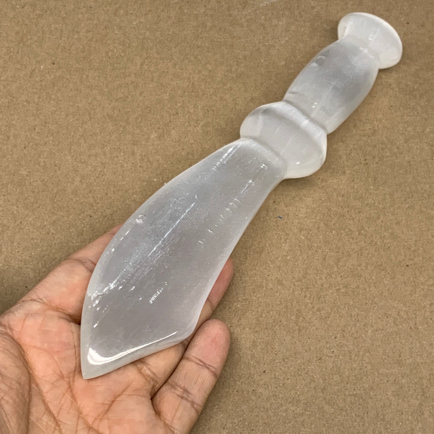 211.3g,8.5"x1.6"x0.8"Natural Selenite Crystal Knife (Satin Spar) @Morocco,B9187