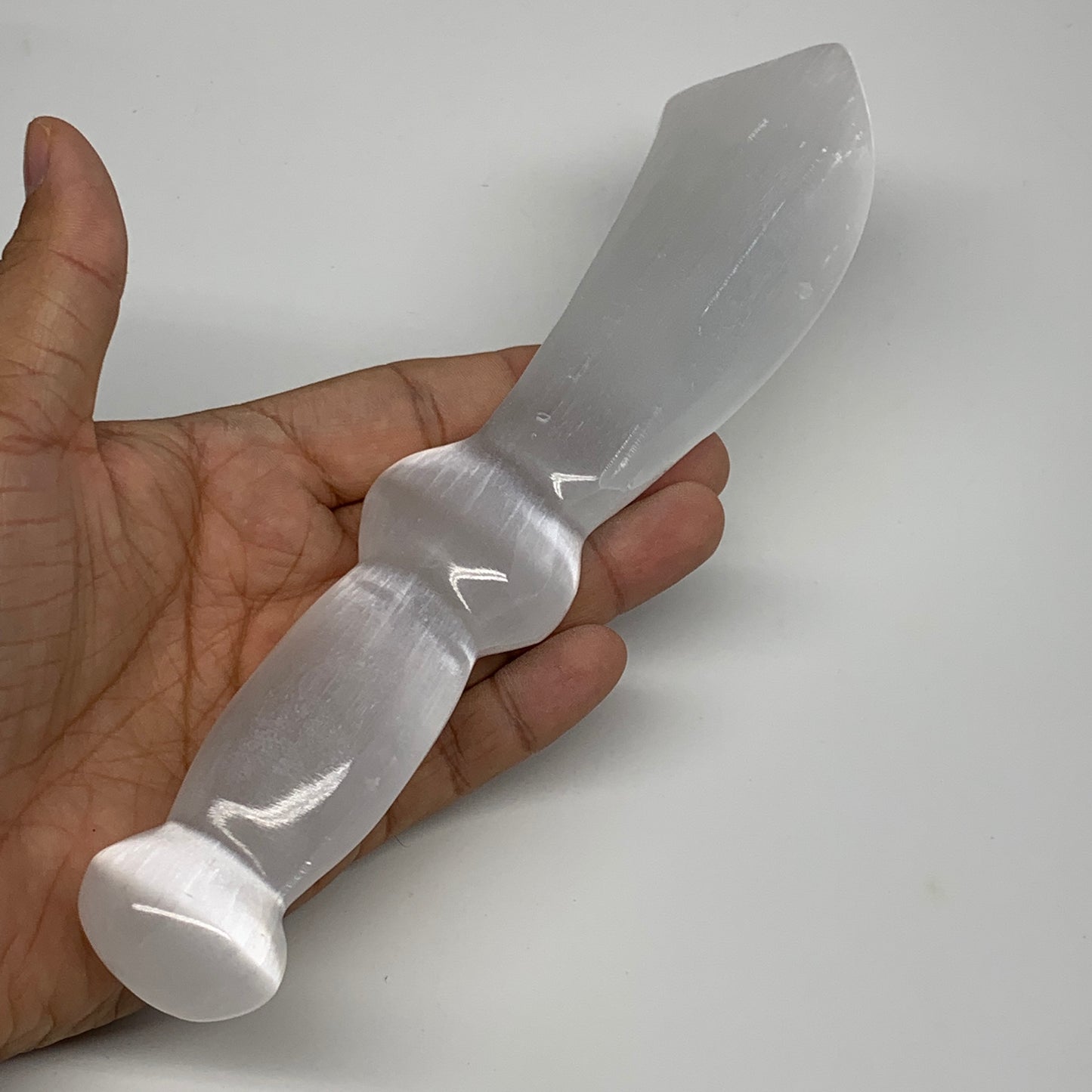 211.3g,8.5"x1.6"x0.8"Natural Selenite Crystal Knife (Satin Spar) @Morocco,B9187