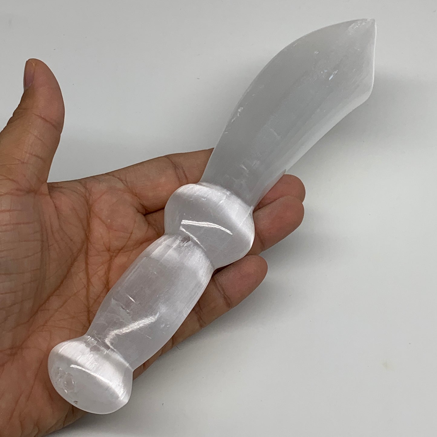 211.3g,8.5"x1.6"x0.8"Natural Selenite Crystal Knife (Satin Spar) @Morocco,B9187