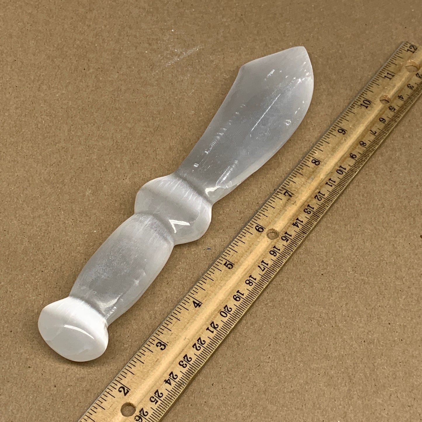 211.3g,8.5"x1.6"x0.8"Natural Selenite Crystal Knife (Satin Spar) @Morocco,B9187
