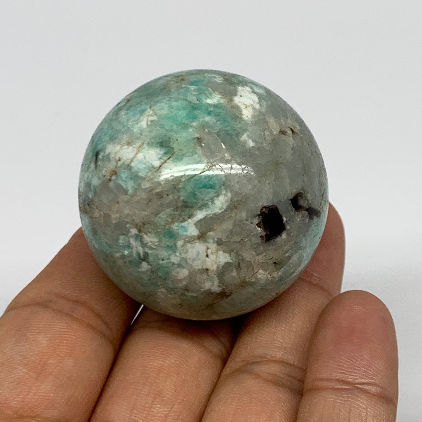 92.4g, 1.6" Small Amazonite Sphere Ball Gemstone from Madagascar, B15812