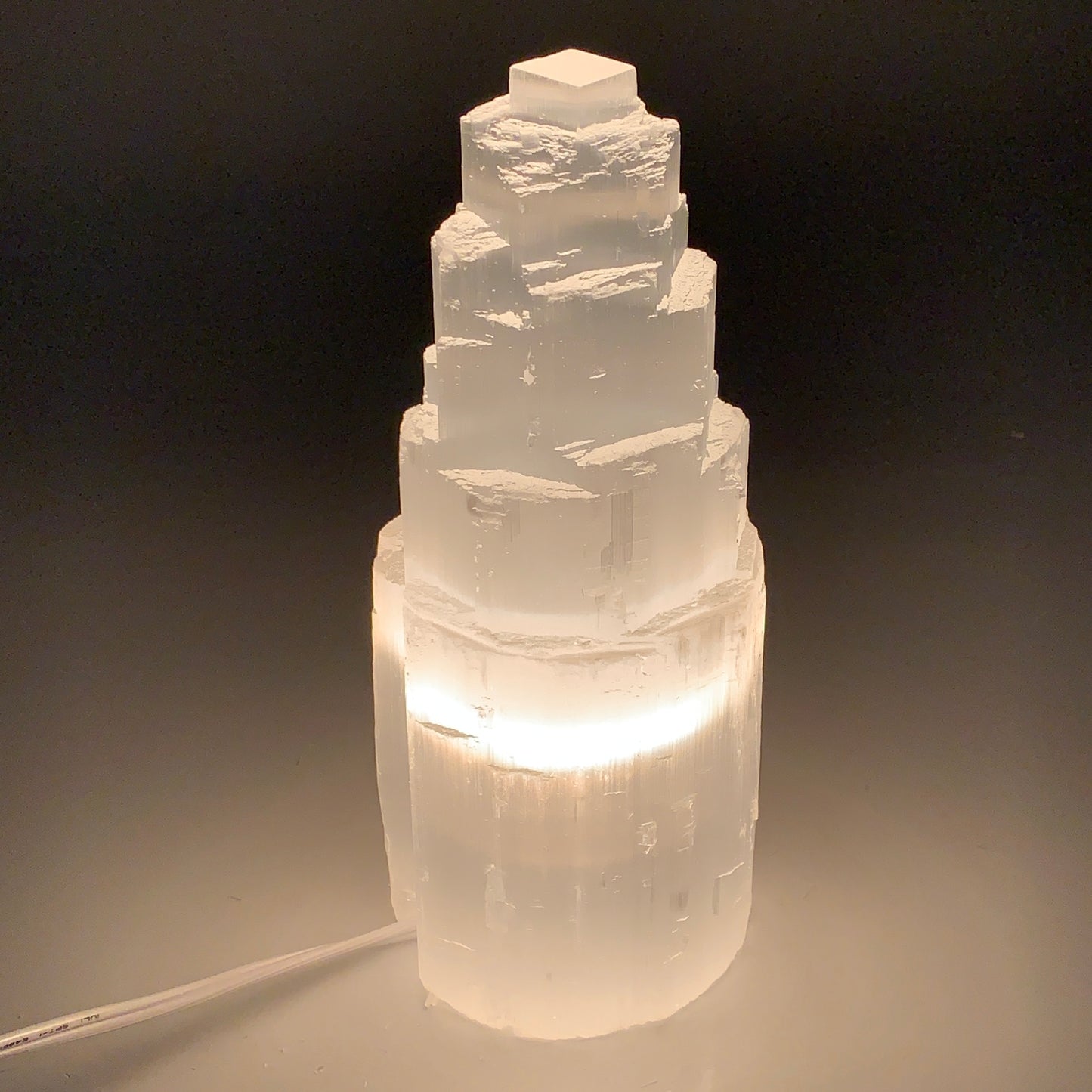 3.27 lb,7.75"x3.2" White Selenite (Satin Spar) Rough Lamp W/Chord @Morocco,B1244