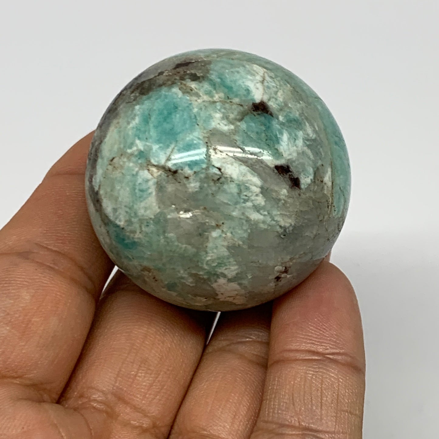 92.4g, 1.6" Small Amazonite Sphere Ball Gemstone from Madagascar, B15812