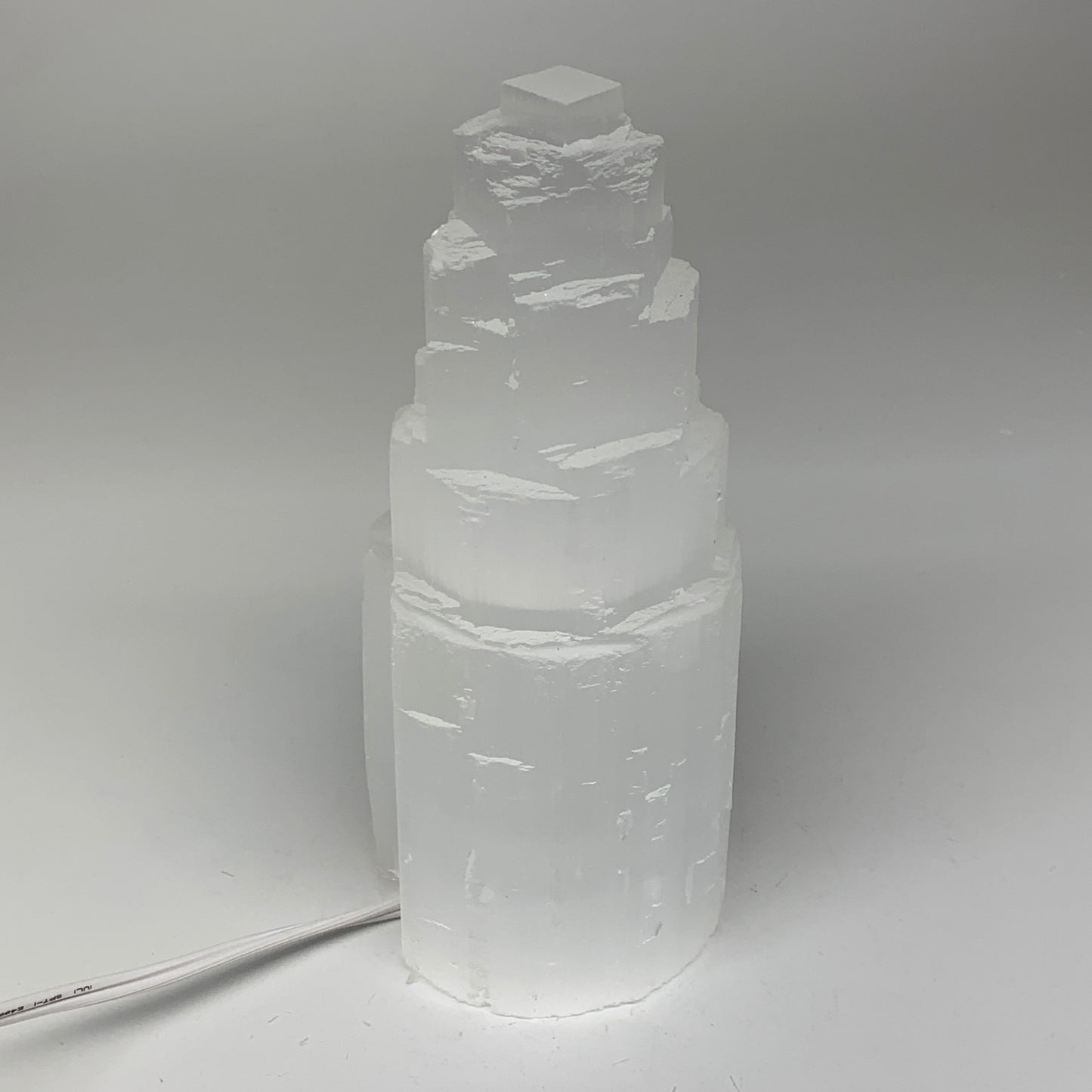 3.27 lb,7.75"x3.2" White Selenite (Satin Spar) Rough Lamp W/Chord @Morocco,B1244