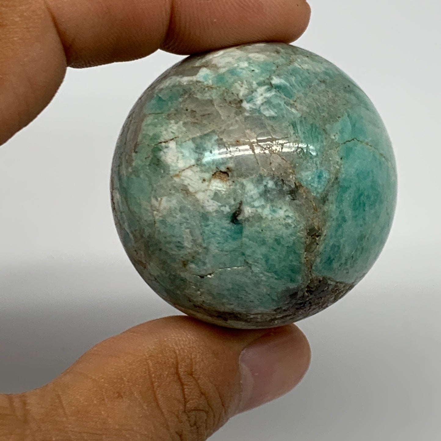 92.4g, 1.6" Small Amazonite Sphere Ball Gemstone from Madagascar, B15812