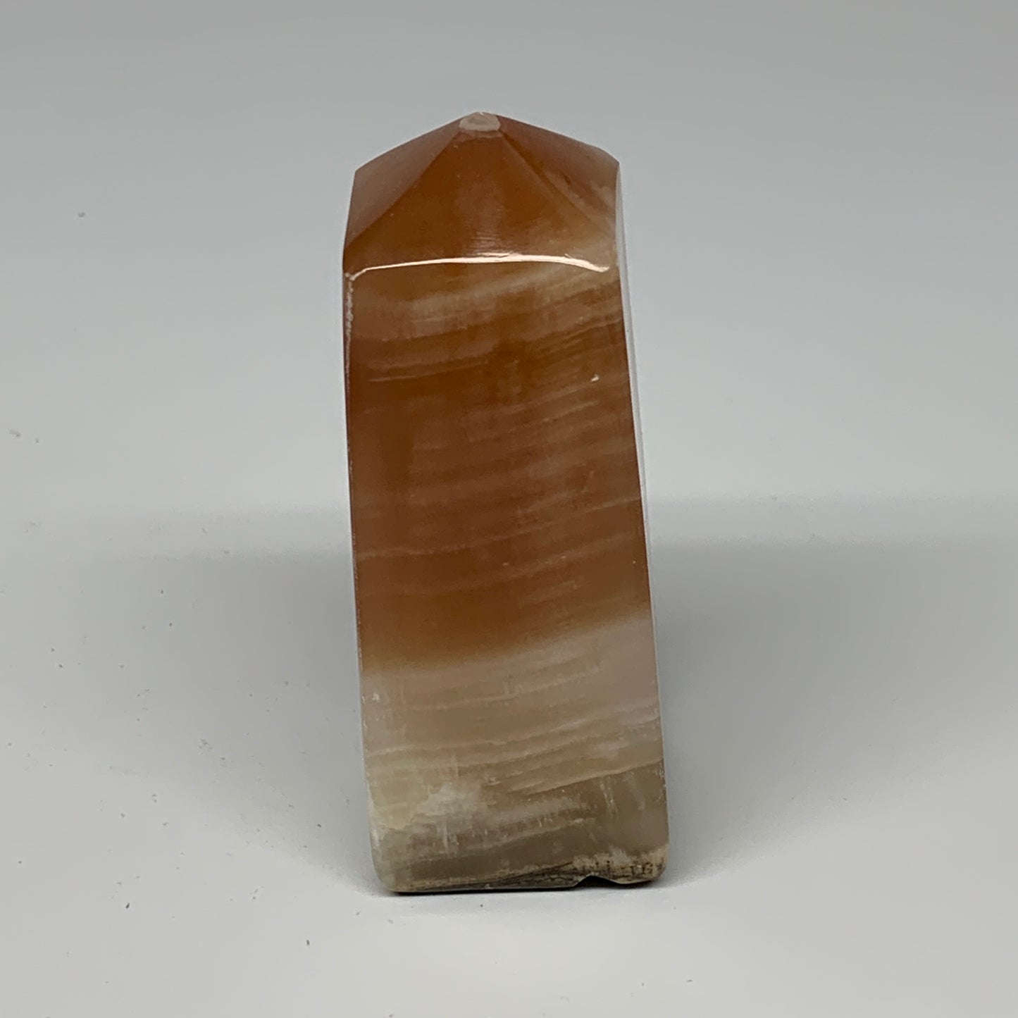 287.6g, 4"x1.4"x1.5", Honey Calcite Point Tower Obelisk Crystal @Pakistan, B2530