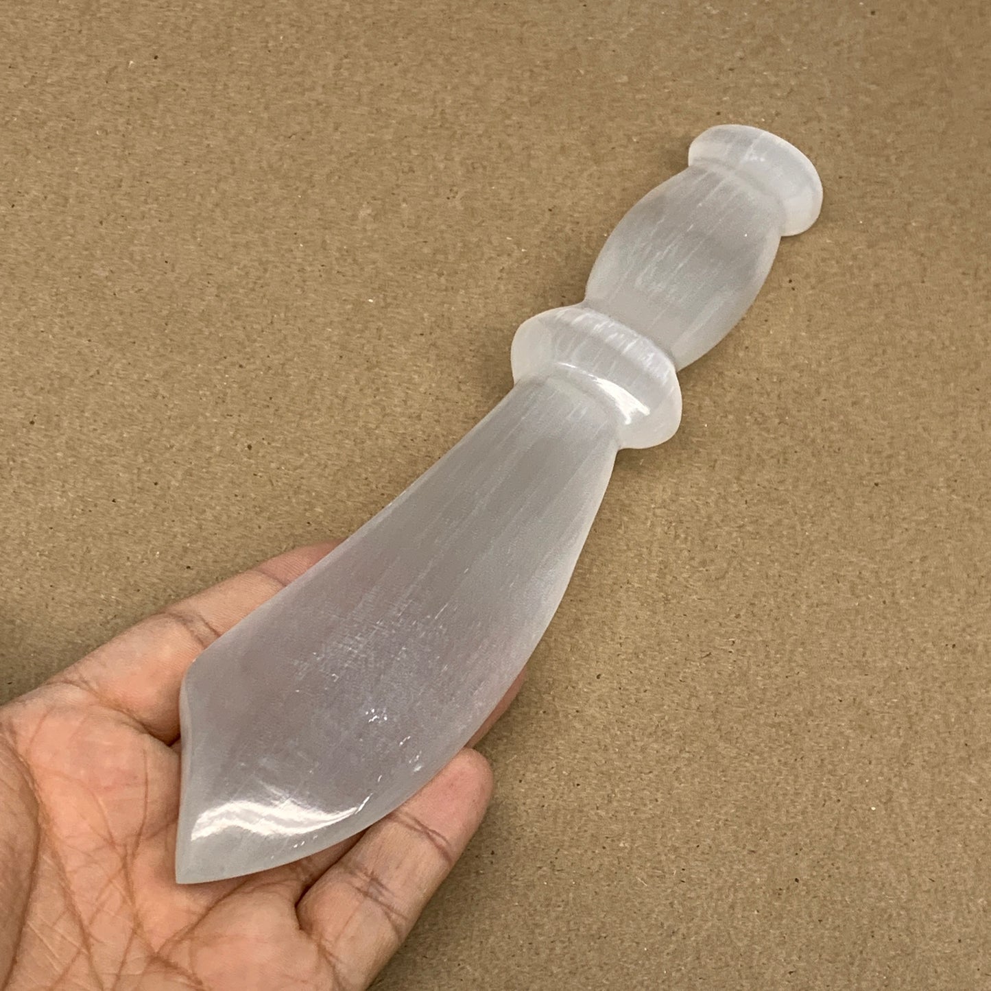 211.2g,8.5"x1.6"x0.8"Natural Selenite Crystal Knife (Satin Spar) @Morocco,B9188