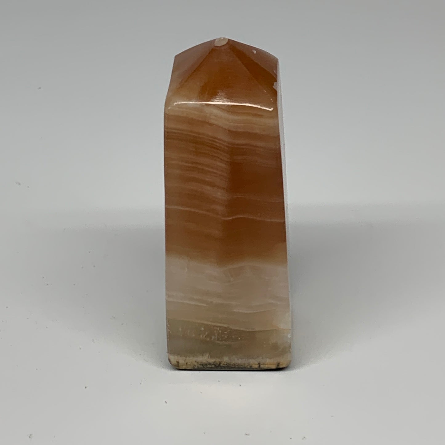 287.6g, 4"x1.4"x1.5", Honey Calcite Point Tower Obelisk Crystal @Pakistan, B2530
