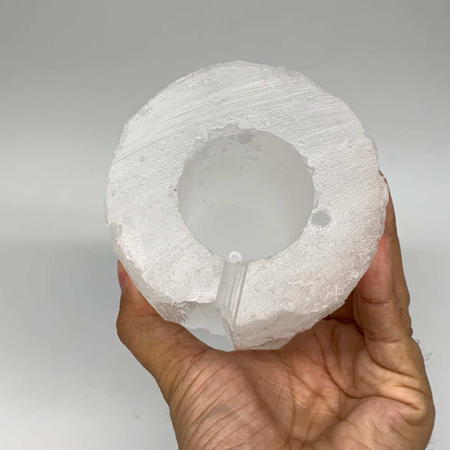 3.27 lb,7.75"x3.2" White Selenite (Satin Spar) Rough Lamp W/Chord @Morocco,B1244