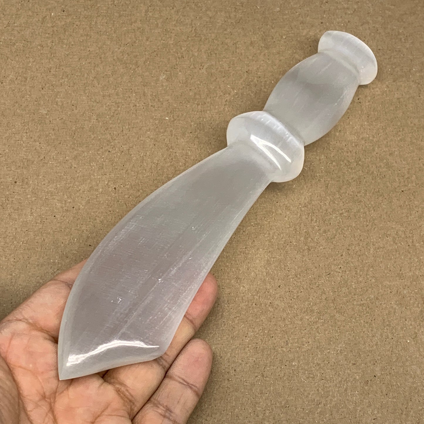 211.2g,8.5"x1.6"x0.8"Natural Selenite Crystal Knife (Satin Spar) @Morocco,B9188