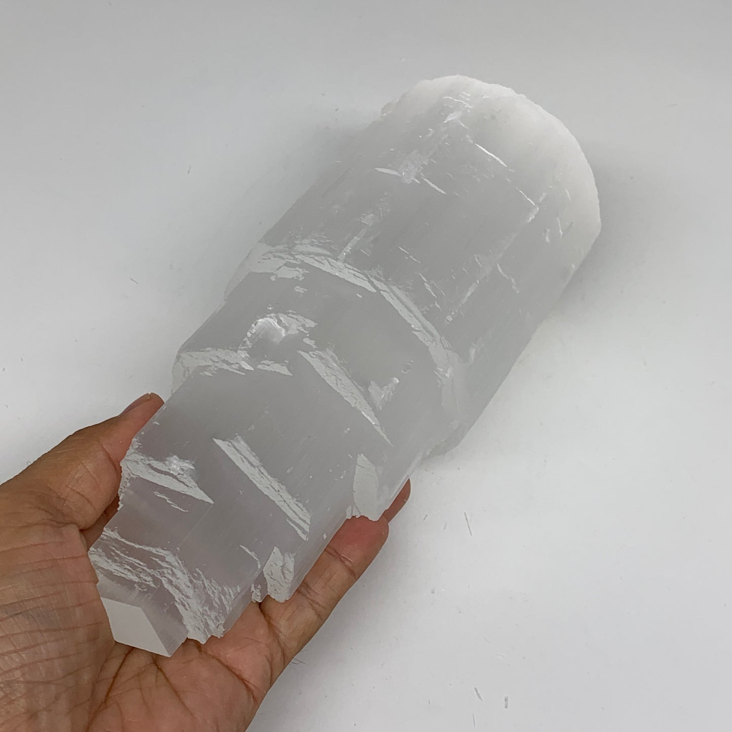 3.27 lb,7.75"x3.2" White Selenite (Satin Spar) Rough Lamp W/Chord @Morocco,B1244