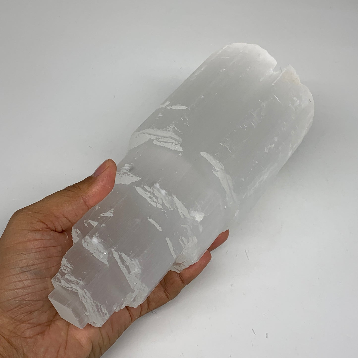 3.27 lb,7.75"x3.2" White Selenite (Satin Spar) Rough Lamp W/Chord @Morocco,B1244