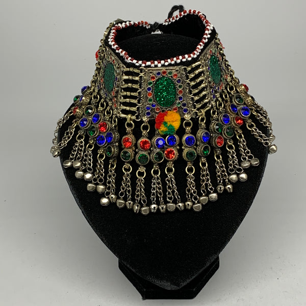 255g, 12"x5"Kuchi Choker Necklace Multi-Color Tribal Gypsy Bohemian,B14077