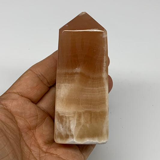 233.6g, 3.5"x1.4", Honey Calcite Point Tower Obelisk Crystal @Pakistan, B25309