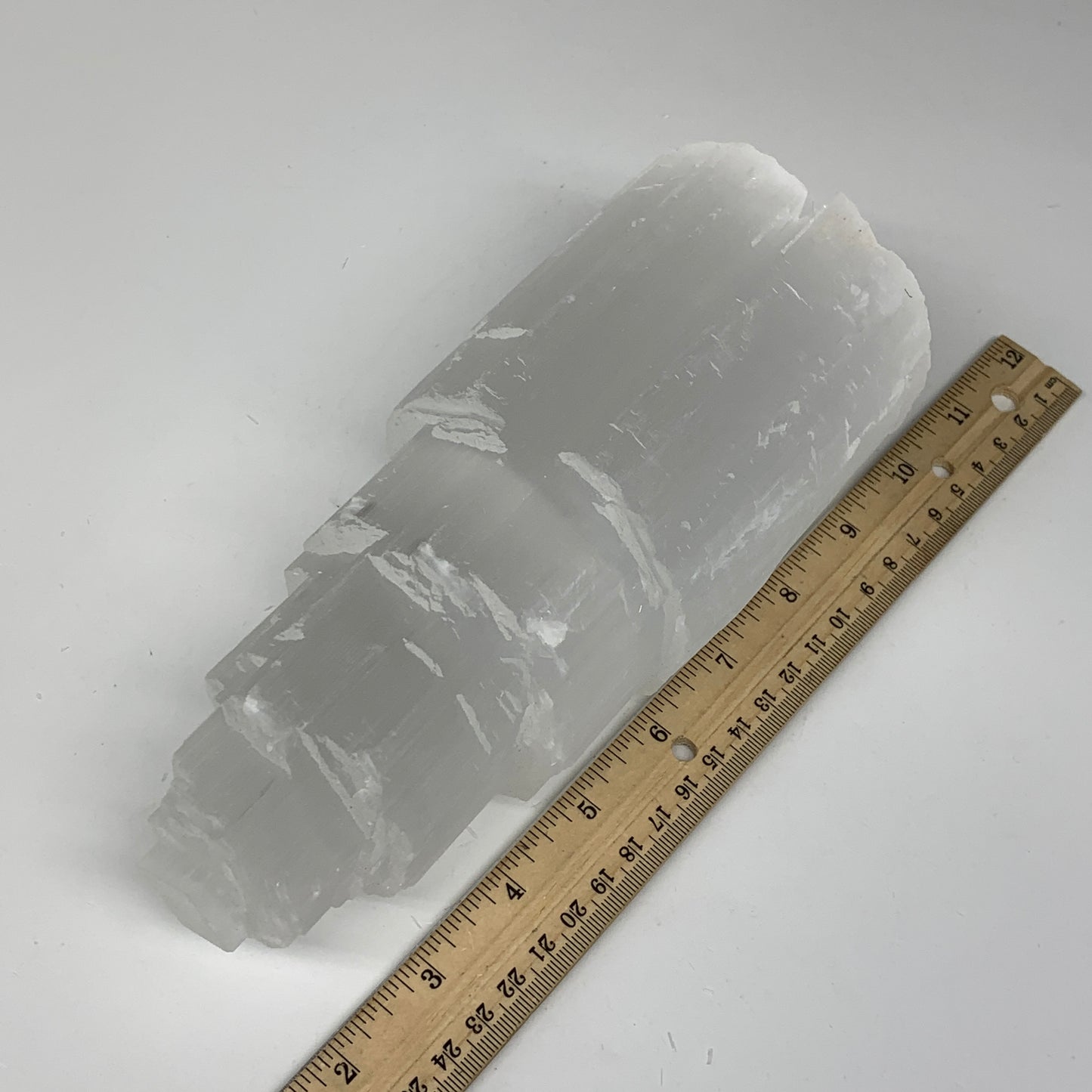 3.27 lb,7.75"x3.2" White Selenite (Satin Spar) Rough Lamp W/Chord @Morocco,B1244