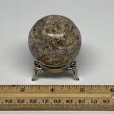 110.2g, 1.8" (45mm), Chocolate/Gray Onyx Sphere Ball Gemstone @Morocco, B18910