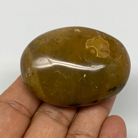 73g, 2.1"x1.6"x1", Yellow Ocean Jasper Palm-Stone @Madagascar, B18140