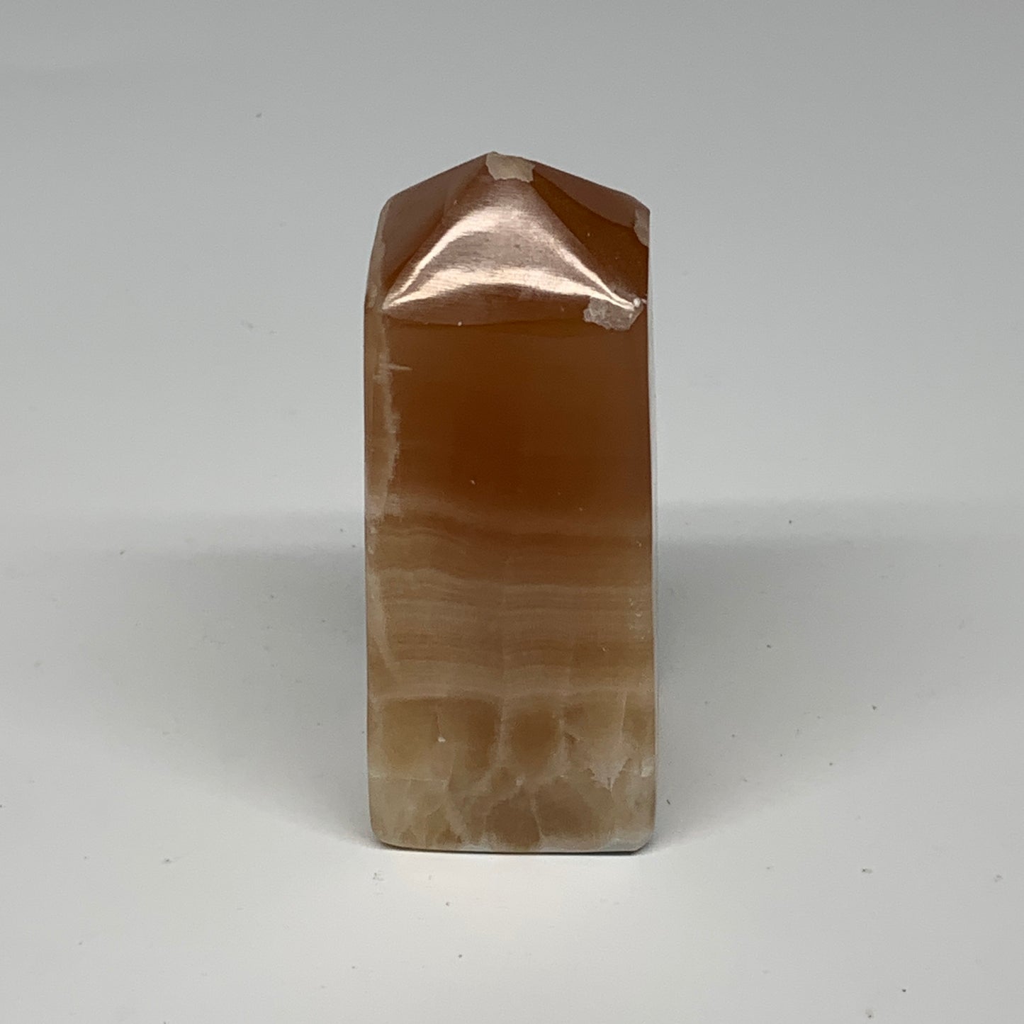 233.6g, 3.5"x1.4", Honey Calcite Point Tower Obelisk Crystal @Pakistan, B25309