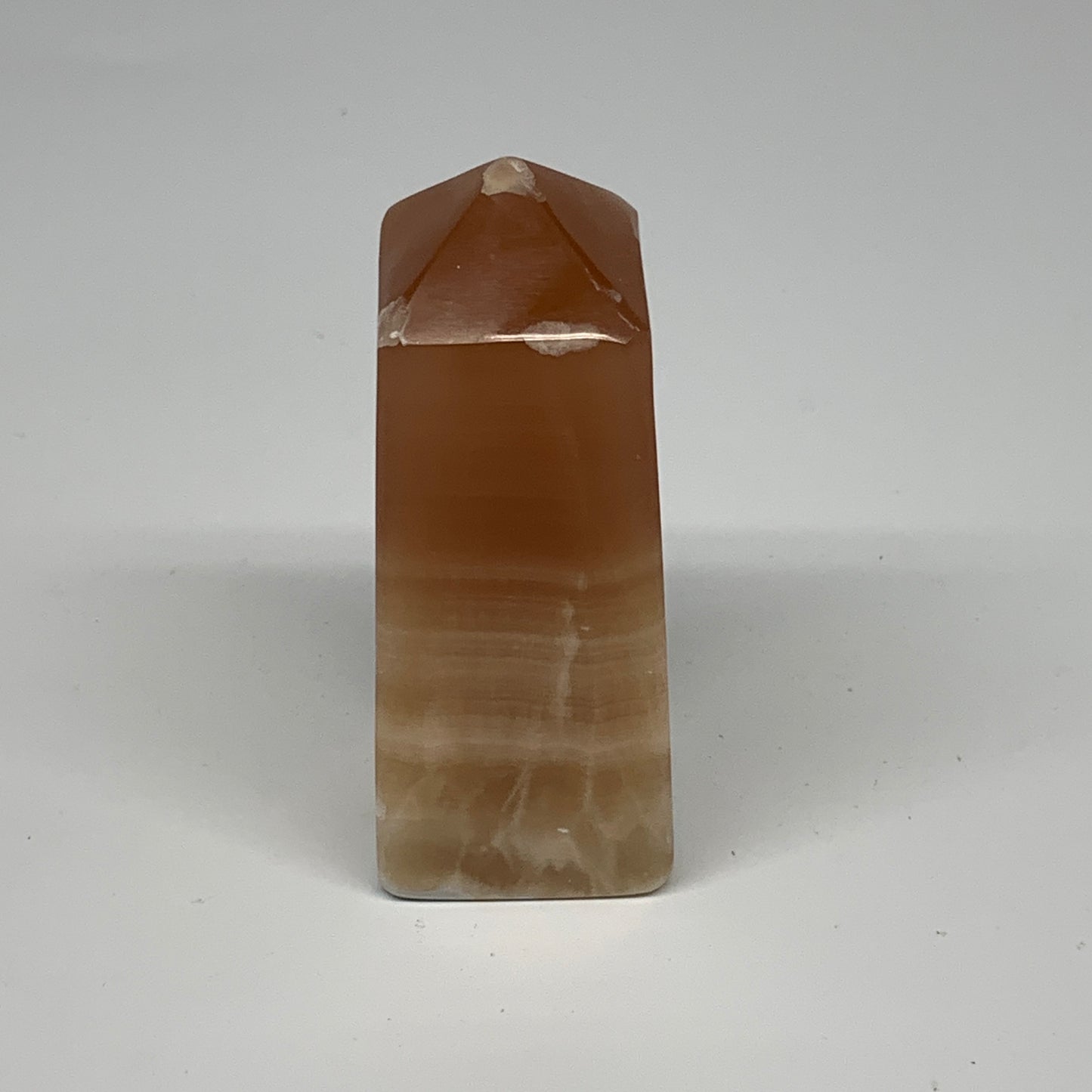 233.6g, 3.5"x1.4", Honey Calcite Point Tower Obelisk Crystal @Pakistan, B25309