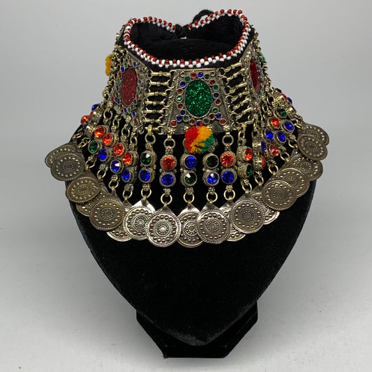 240g, 12"x5"Kuchi Choker Necklace Multi-Color Tribal Gypsy Bohemian,B14078