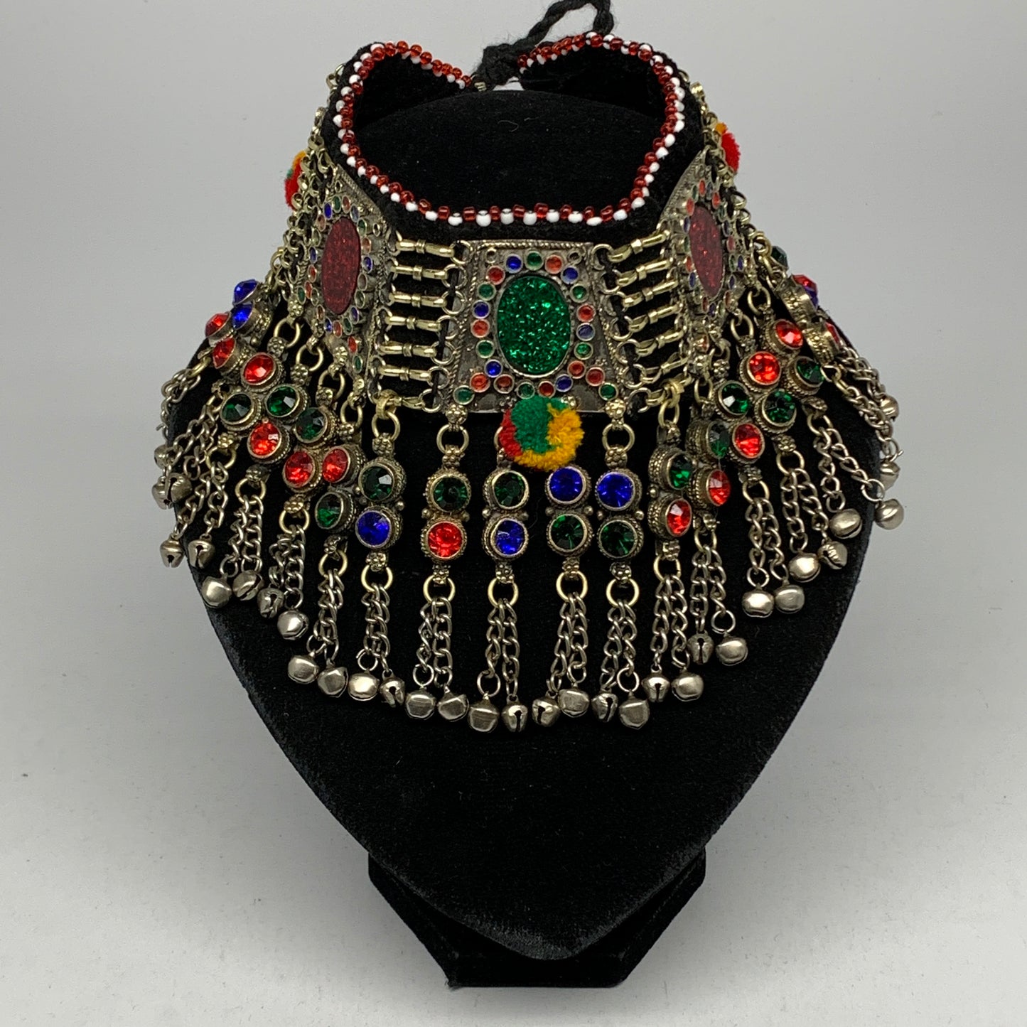 255g, 12"x4"Kuchi Choker Necklace Multi-Color Tribal Gypsy Bohemian,B14080