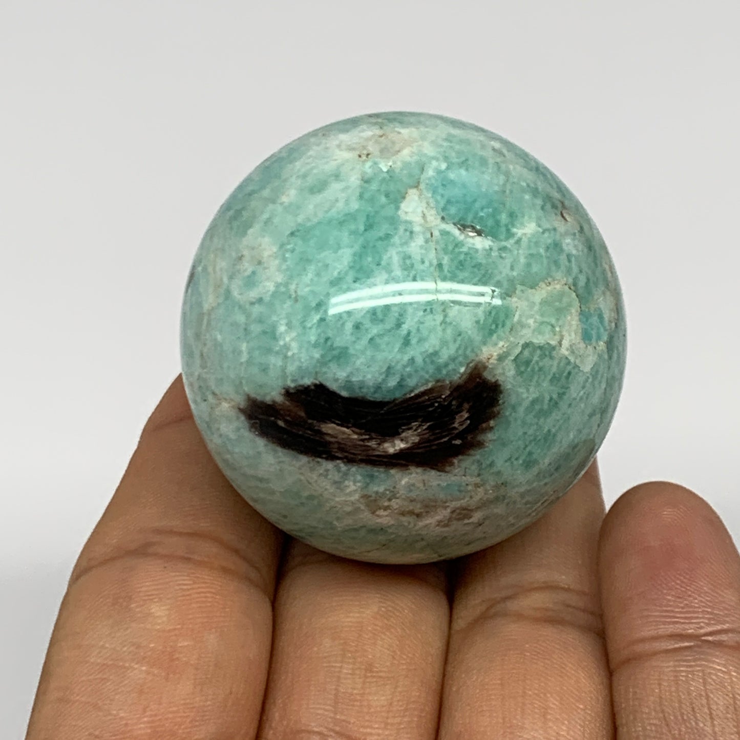 107.2g, 1.7" Small Amazonite Sphere Ball Gemstone from Madagascar, B15816