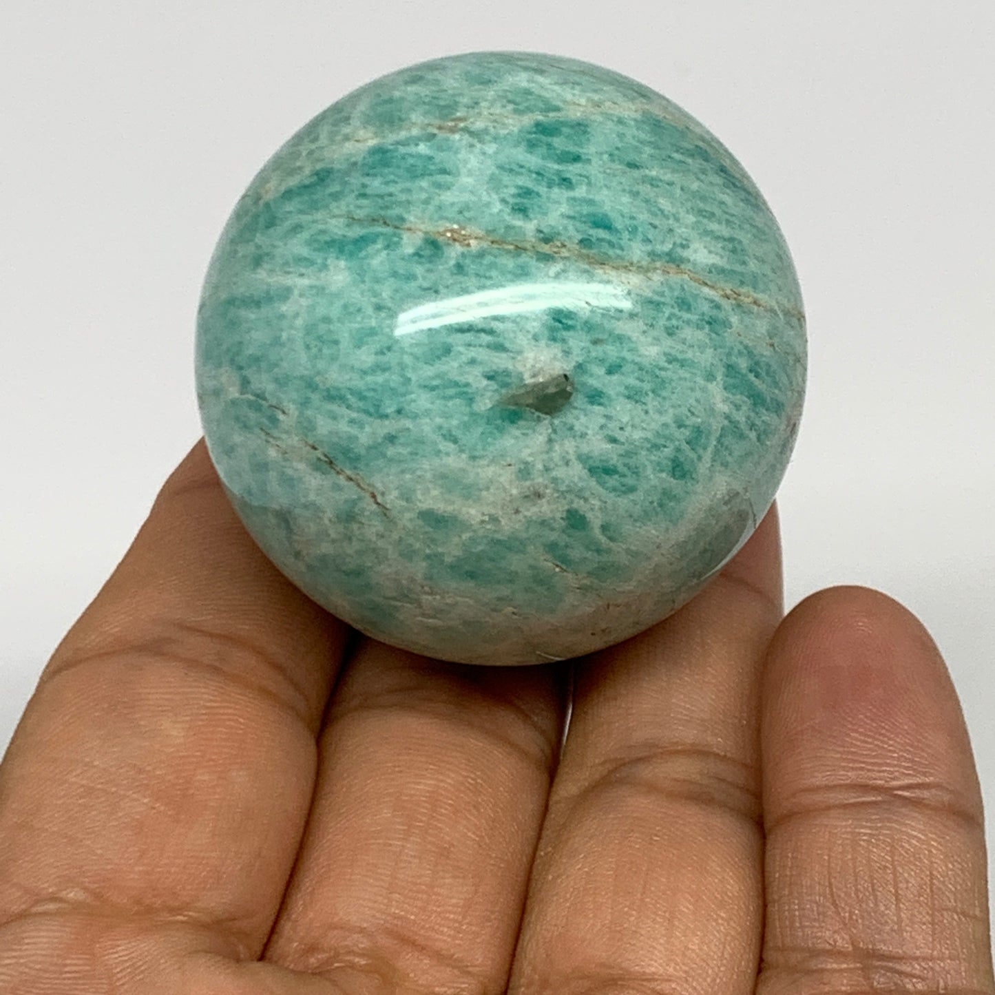 107.2g, 1.7" Small Amazonite Sphere Ball Gemstone from Madagascar, B15816