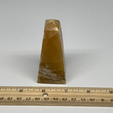 142.7g, 3.1"x1.4", Honey Calcite Point Tower Obelisk Crystal @Pakistan, B25311