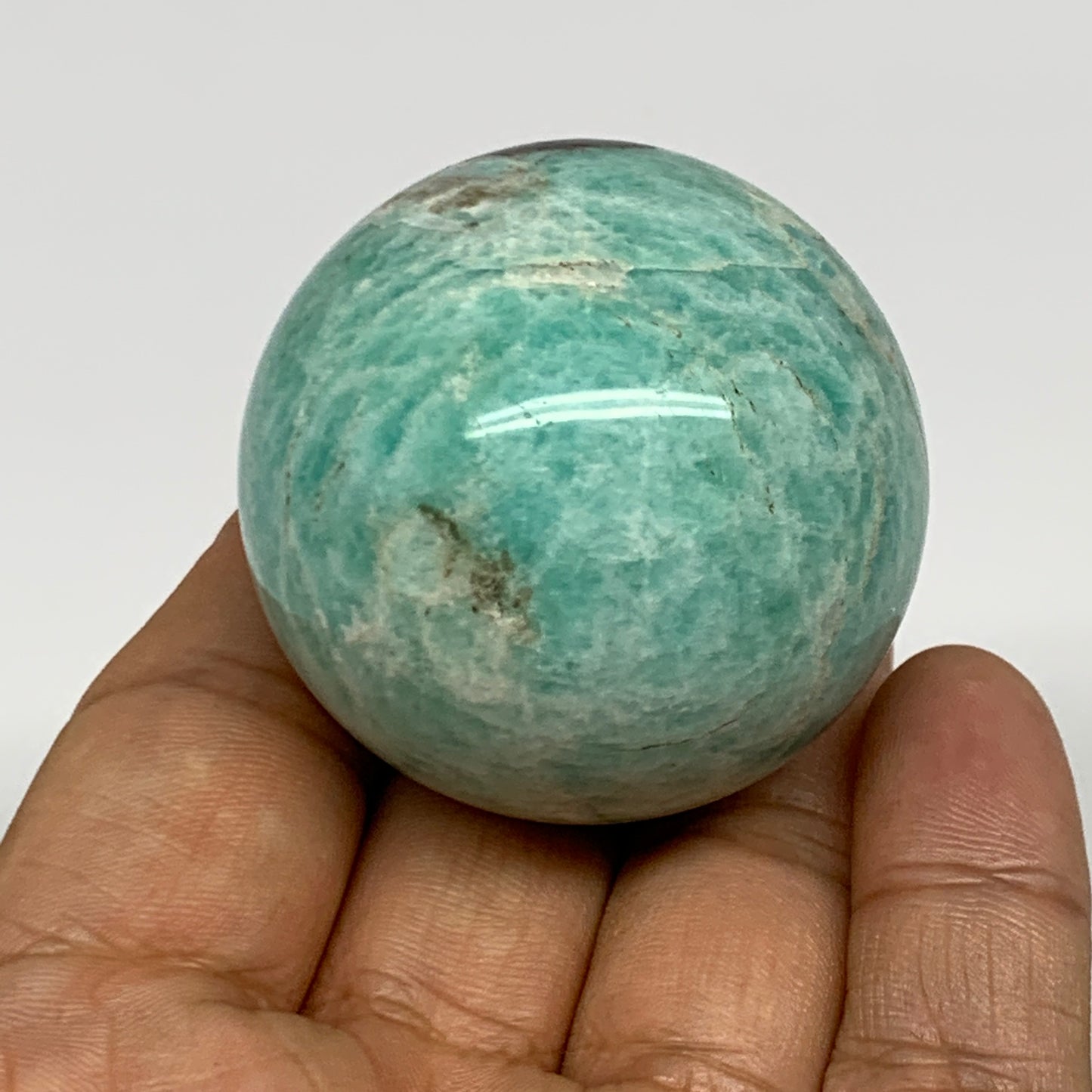 107.2g, 1.7" Small Amazonite Sphere Ball Gemstone from Madagascar, B15816