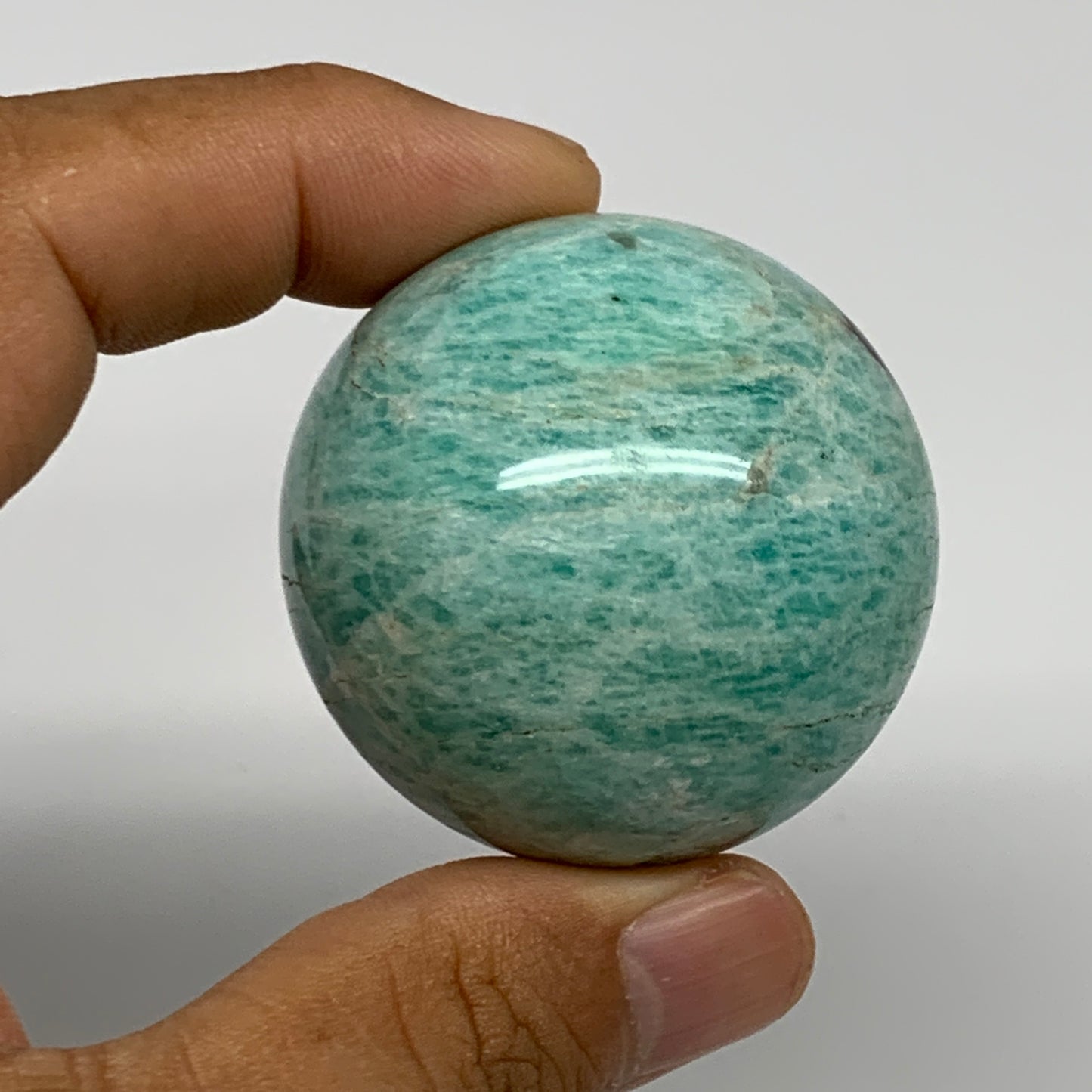 107.2g, 1.7" Small Amazonite Sphere Ball Gemstone from Madagascar, B15816