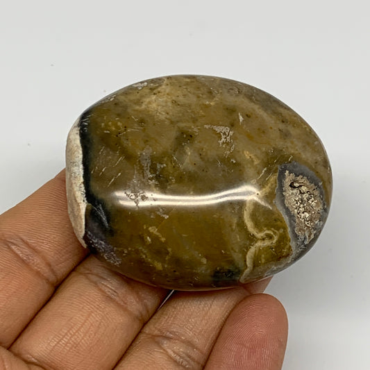 79g, 2.1"x1.8"x0.9", Yellow Ocean Jasper Palm-Stone @Madagascar, B18143