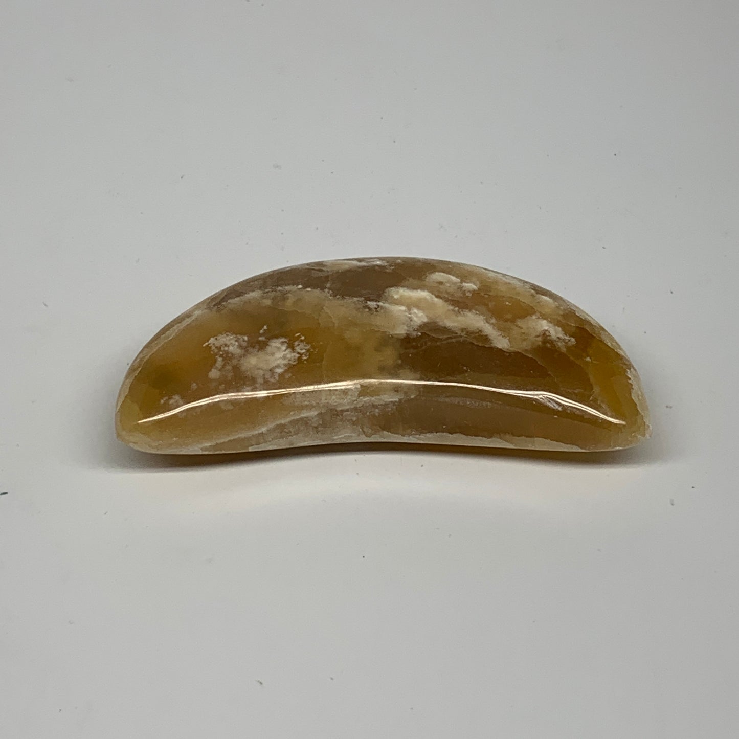 195.6g, 4"x1.7"x1" Honey Calcite Moon Crest Gemstone,Healing Crystal, B25312