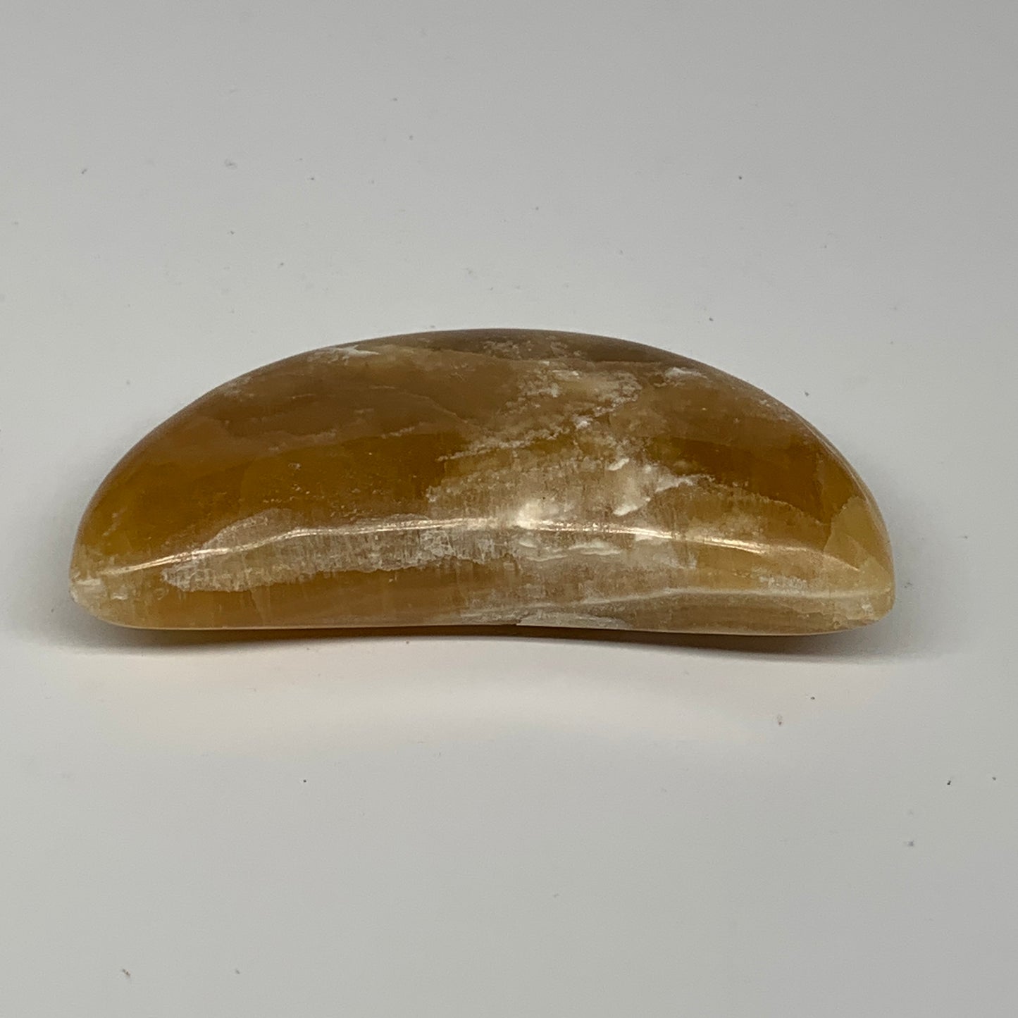 195.6g, 4"x1.7"x1" Honey Calcite Moon Crest Gemstone,Healing Crystal, B25312