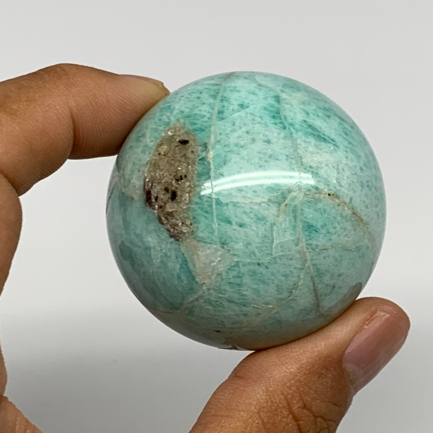 120.4g, 1.8" Small Amazonite Sphere Ball Gemstone from Madagascar, B15817