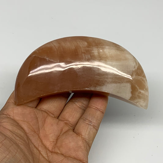 237g, 4.1"x1.7"x1.1" Honey Calcite Moon Crest Gemstone,Healing Crystal, B25313