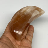 237g, 4.1"x1.7"x1.1" Honey Calcite Moon Crest Gemstone,Healing Crystal, B25313