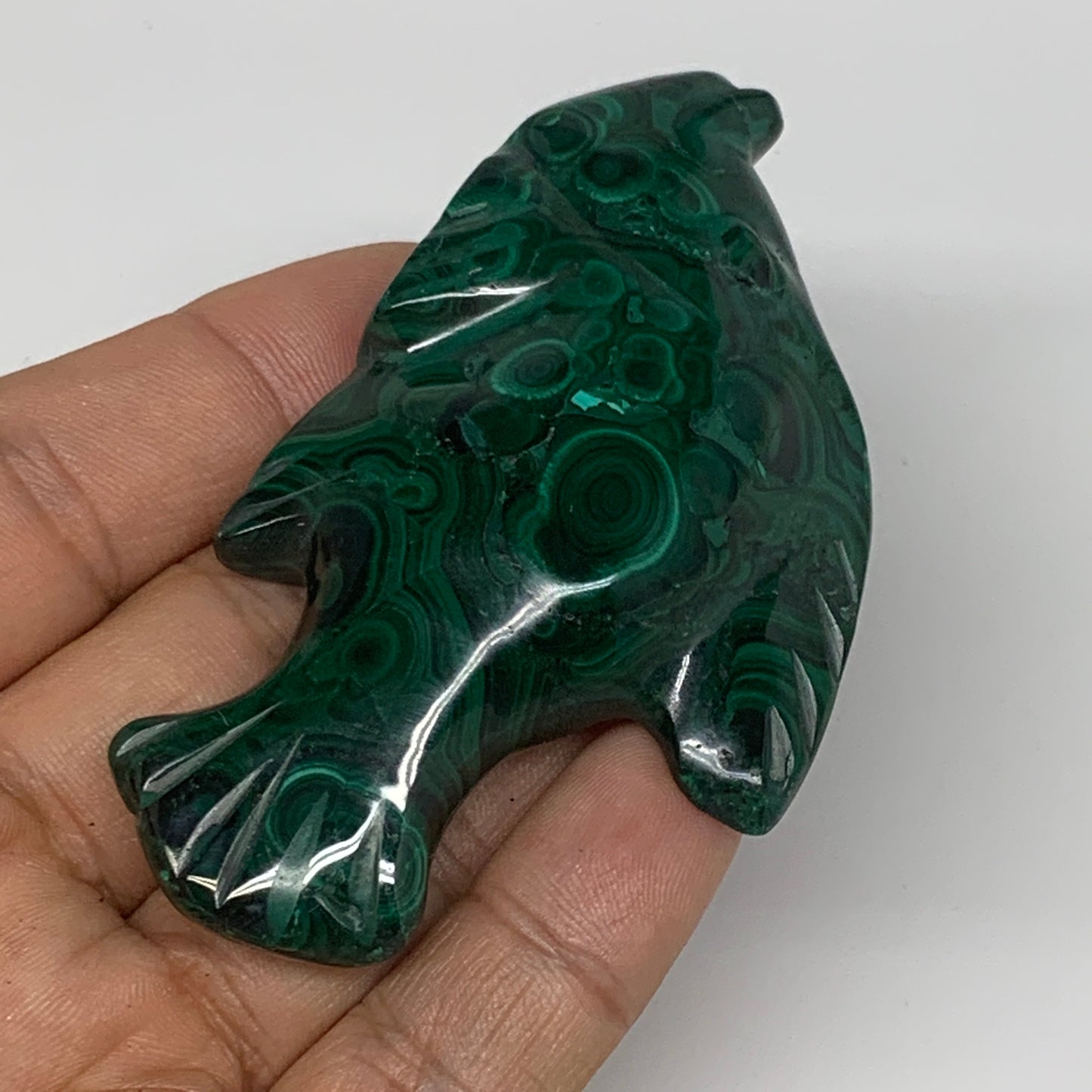 88.5g, 3.2"x1.8"x0.6" Natural Solid Malachite Fish Figurine @Congo, B7226