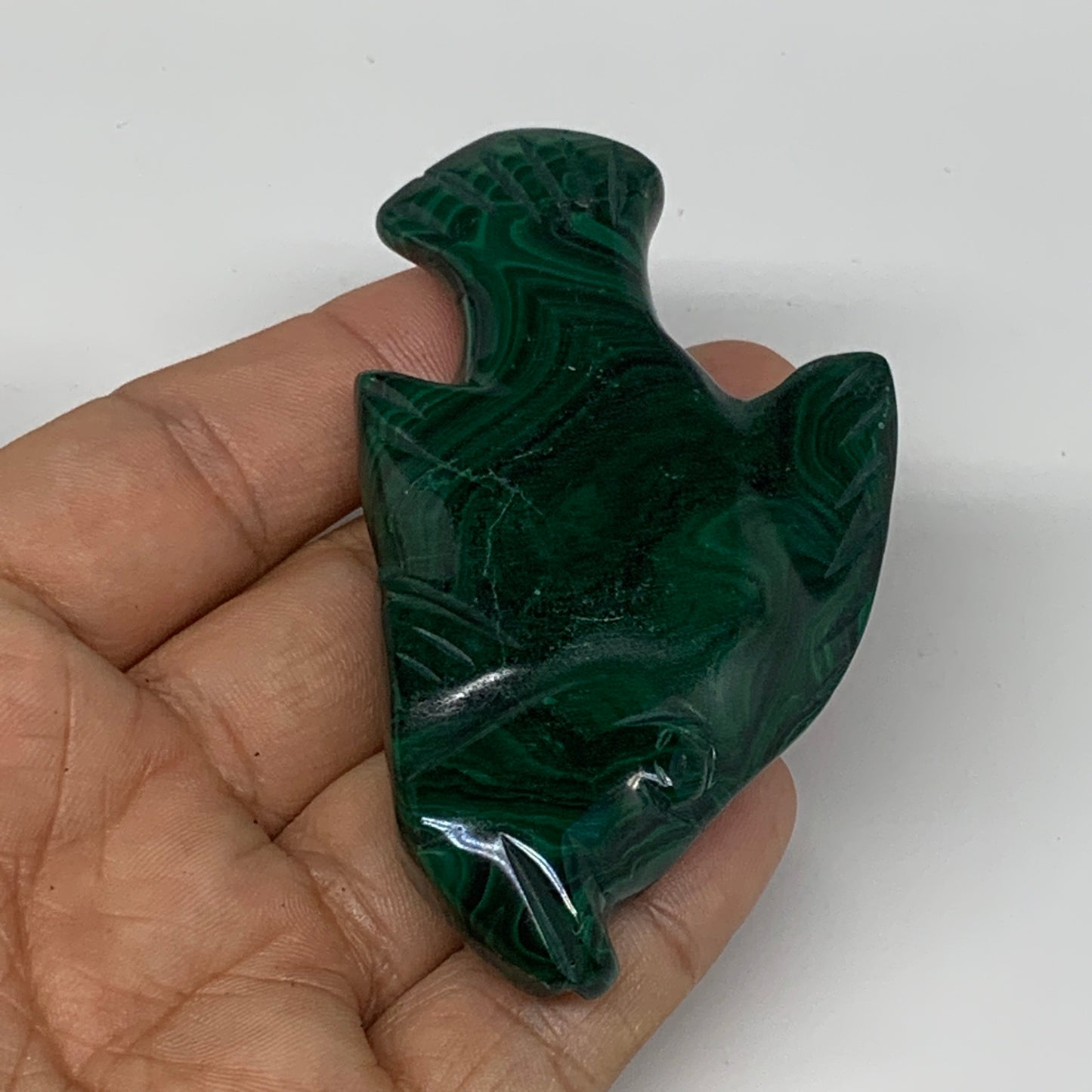 88.5g, 3.2"x1.8"x0.6" Natural Solid Malachite Fish Figurine @Congo, B7226