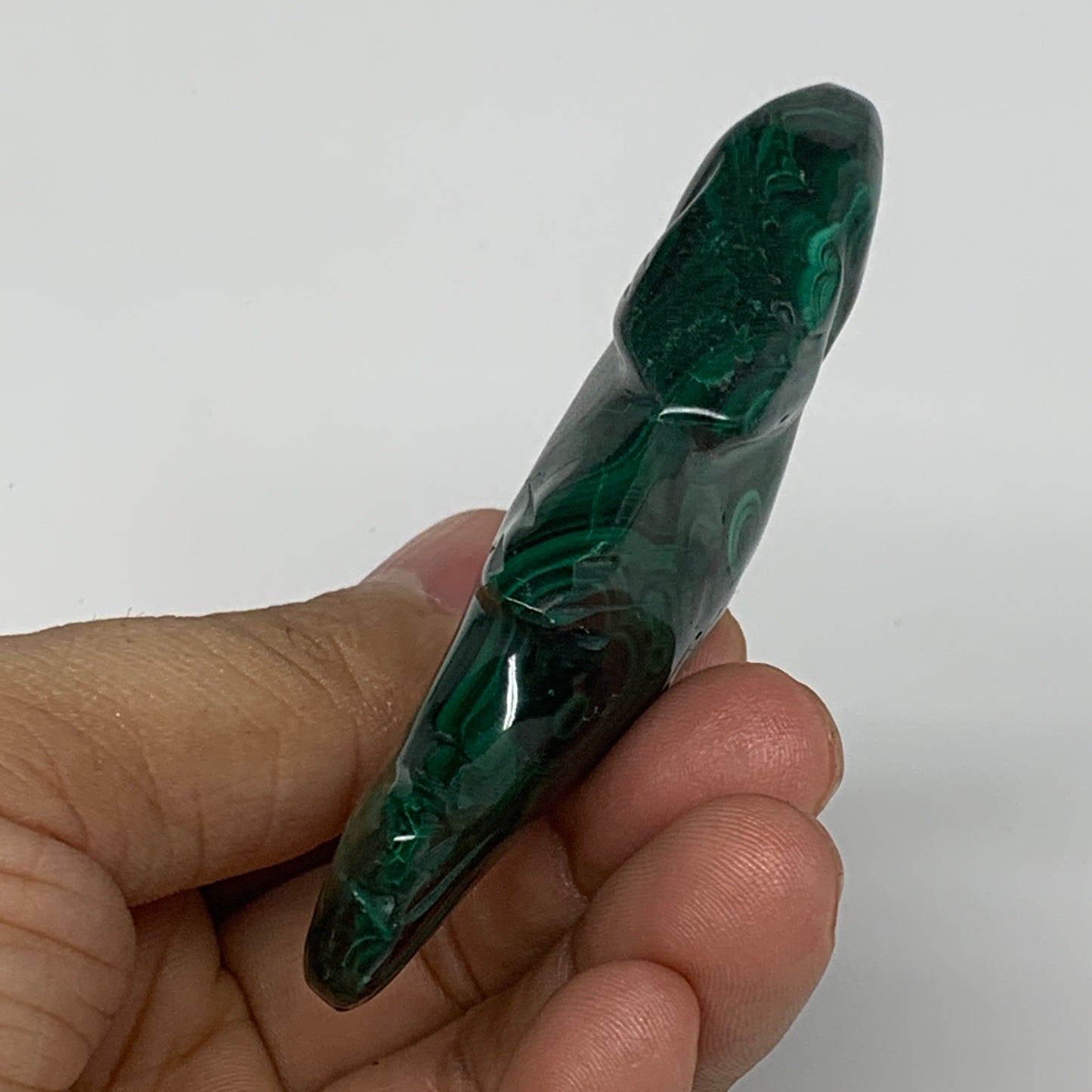 88.5g, 3.2"x1.8"x0.6" Natural Solid Malachite Fish Figurine @Congo, B7226